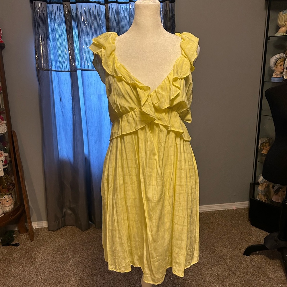 2 for $10 sale! Peach Love California Yellow Ruffled Midi Dress